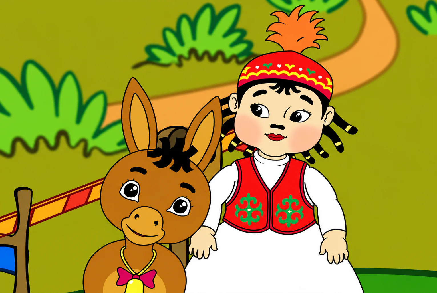 Девочка и ослик в мультфильме.png