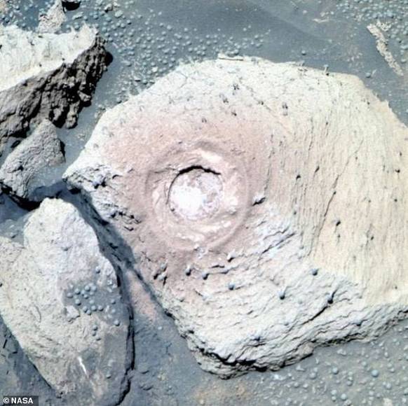 NASA/Daily Mail. Странные структуры на камне внизу слева — «марсианские грибы»