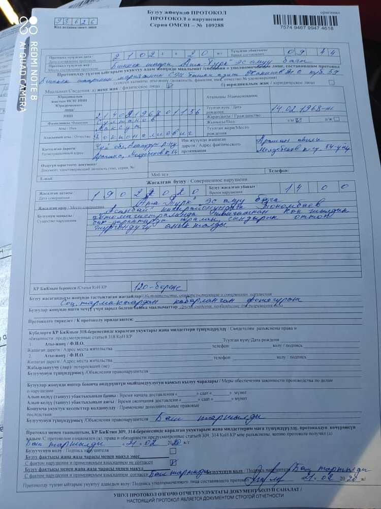 Инспектор санитарно-экологической инспекции мэрии Бишкека составил протокол в отношении владельца лошадей