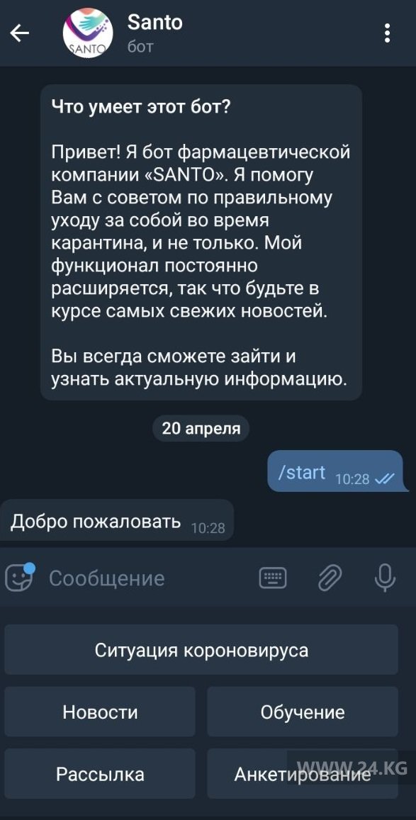 В Кыргызстане создали бота, которые знает о коронавирусе все