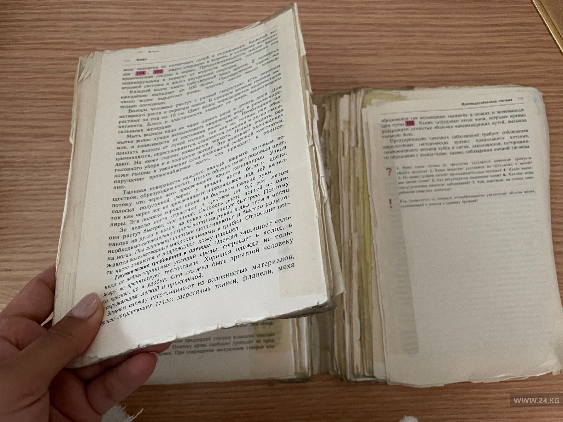 В одной из школ Бишкека ученикам выдали рваные и ветхие книги