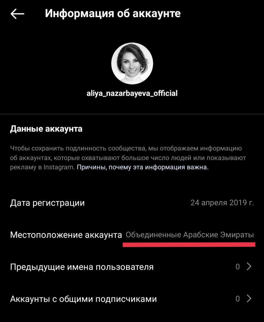 Местоположение Алии Назарбаевой