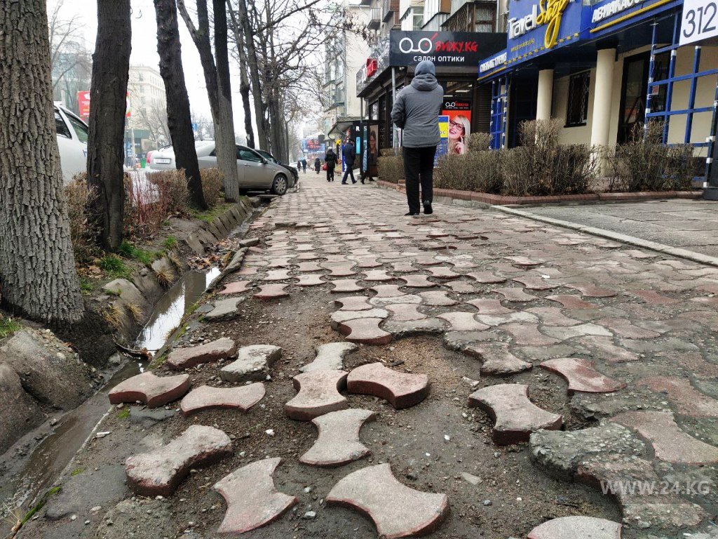 Тротуар в центре Бишкека