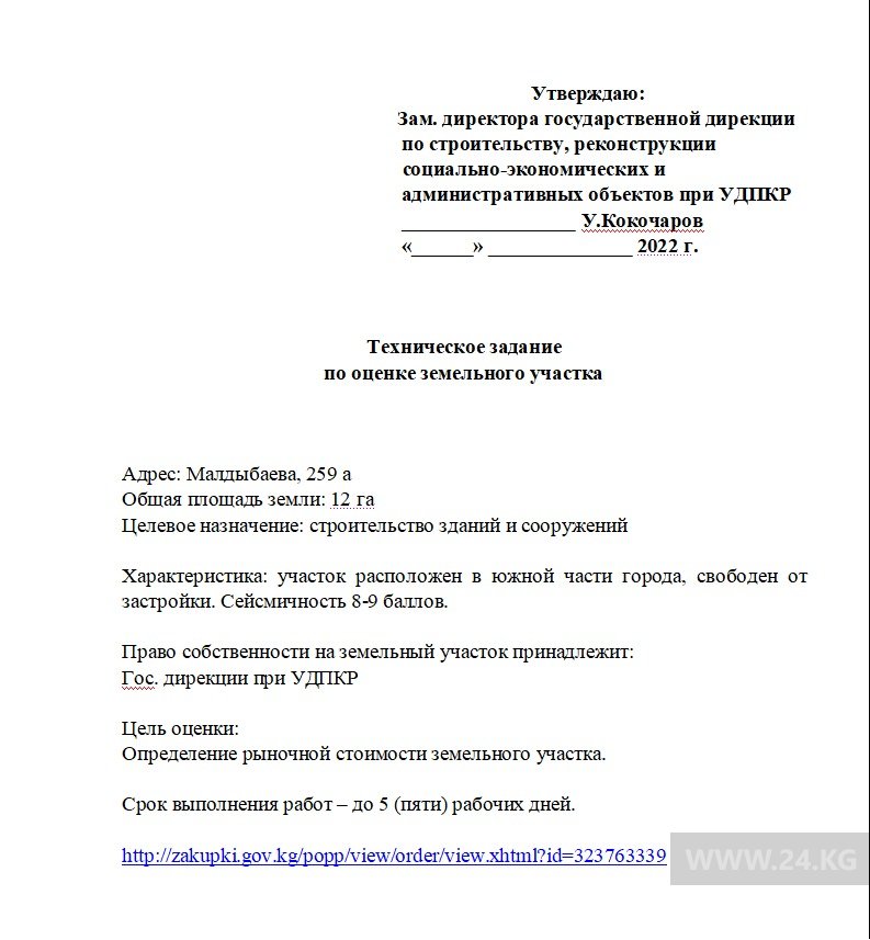 Техническое задание для компаний-оценщиков