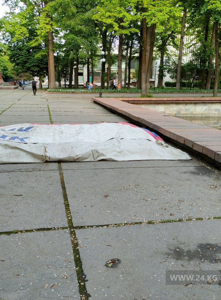В Дубовом парке батут перегородил проход для пешеходов