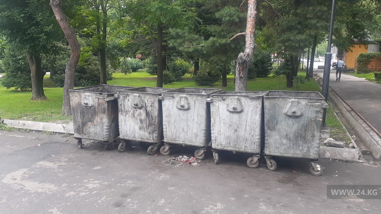 Контейнеры для мусора на аллее Театрального сквера