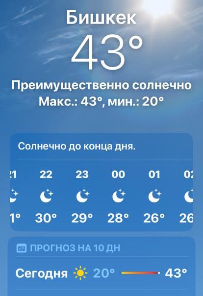 Температура воздуха в Бишкеке