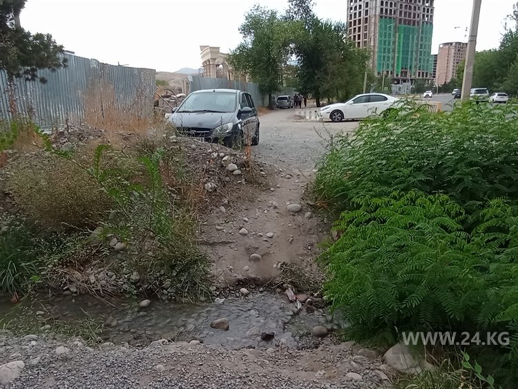 Пешеходная аллея упирается в арык