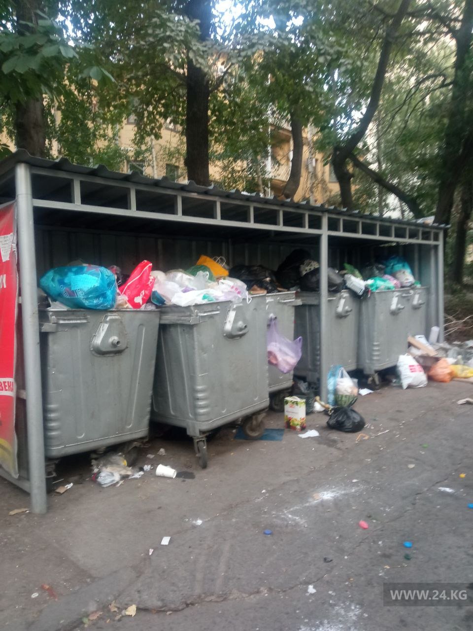 Мусорные баки на пересечении улиц Боконбаева и Раззакова