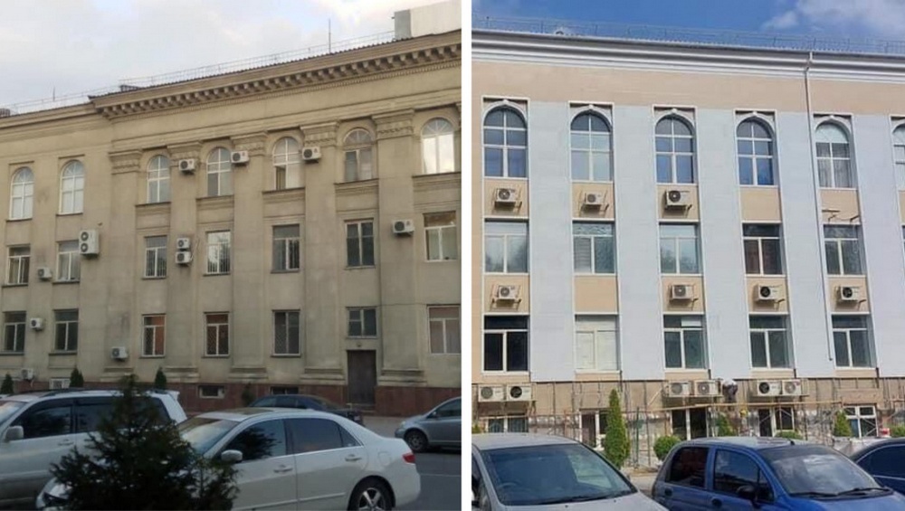 Фасад Дома правительства до реконструкции и после