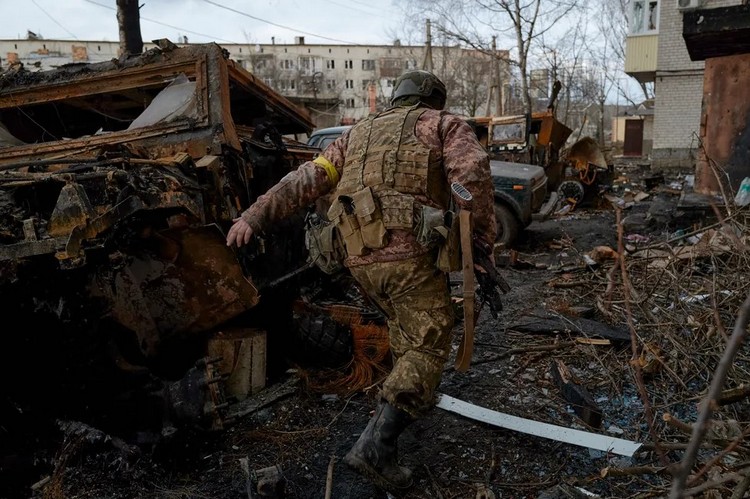 Украинские разведчики в городе Бахмуте