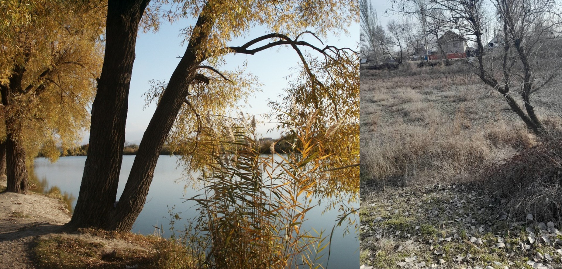 На фотографиях слева — прежний вид озер, справа — их нынешнее состояние