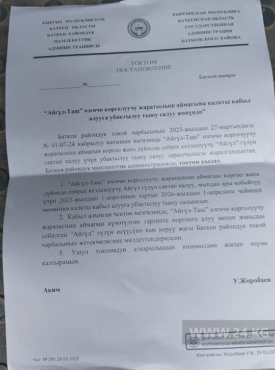 Постановление акимиата