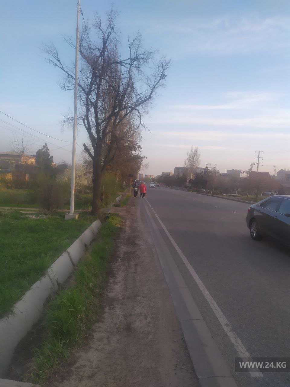 На улице Садырбаева нет тротуара