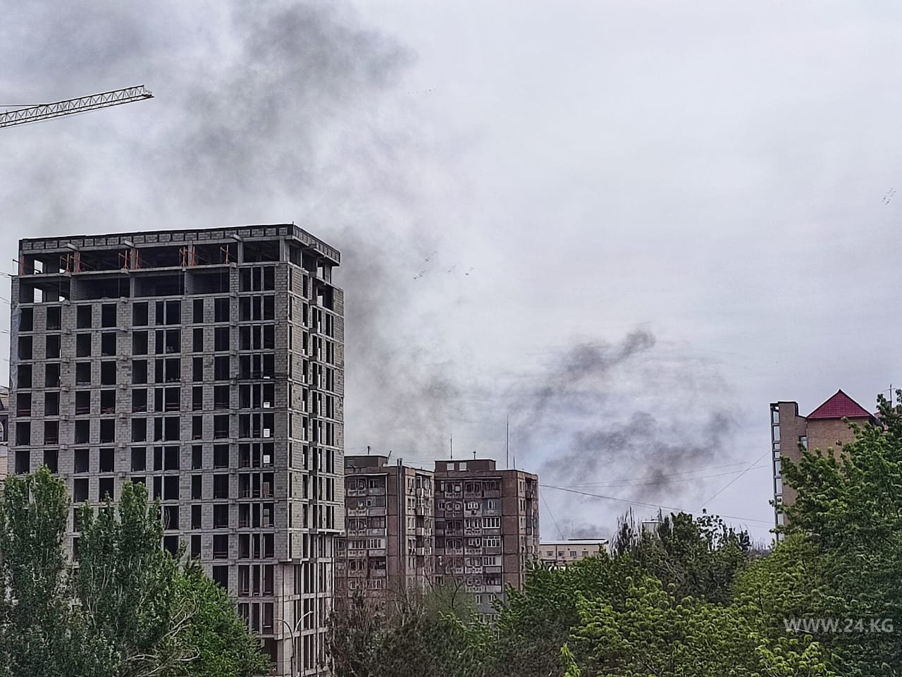 Дым над центром Бишкека