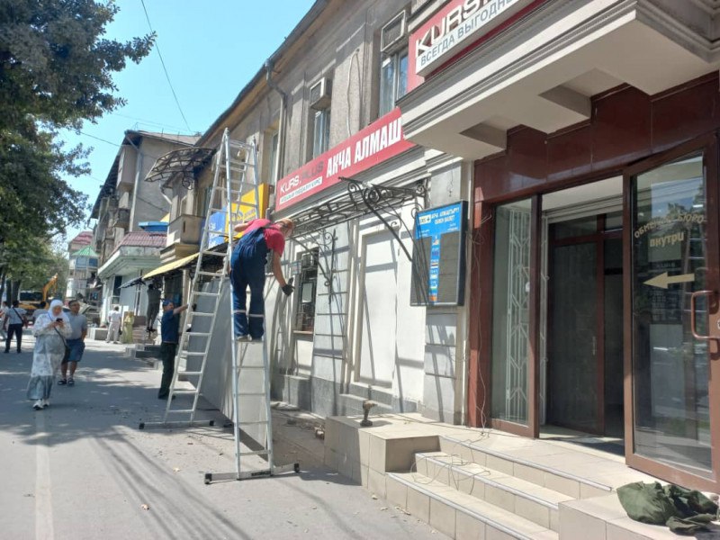 На улице Абдрахманова продолжают сносить входные группы и пристройки