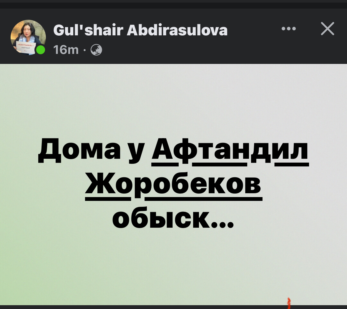 Директор правозащитной организации «Кылым шамы» написала об обыске