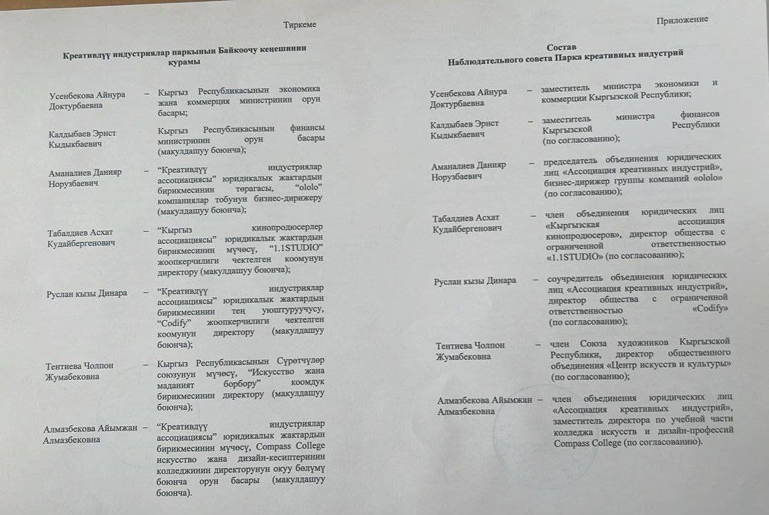 Распоряжение кабмина о наблюдательном совете Парка креативных индустрий
