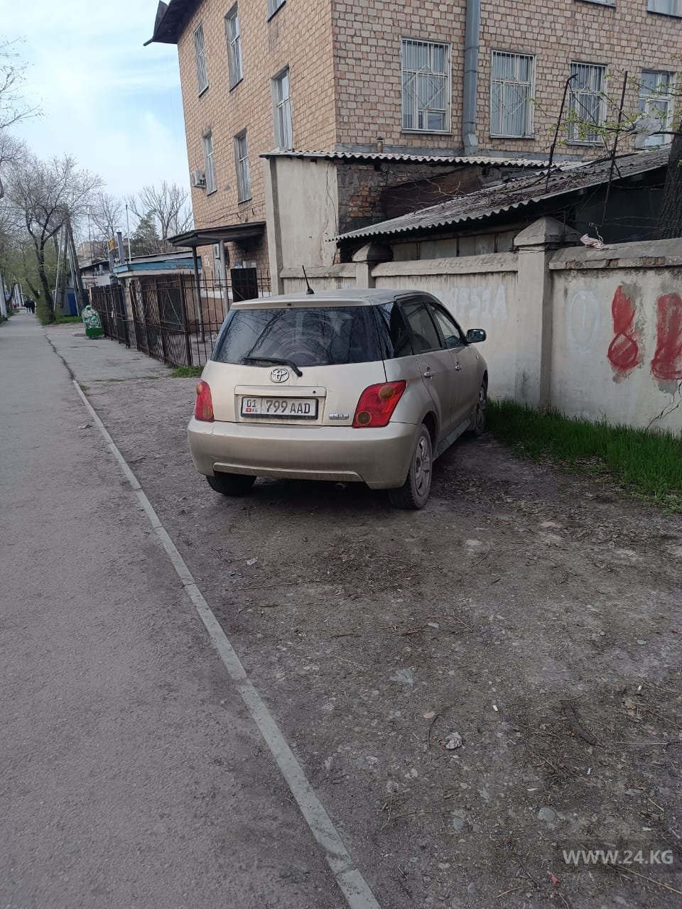 Машины на газоне в Бишкеке