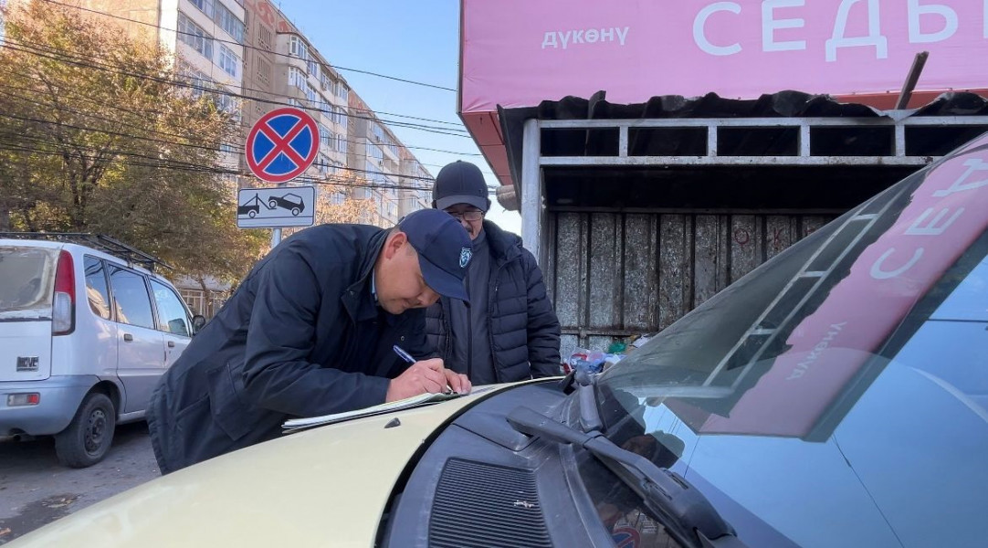 В Бишкеке оштрафовали водителя за парковку возле мусорных контейнеров