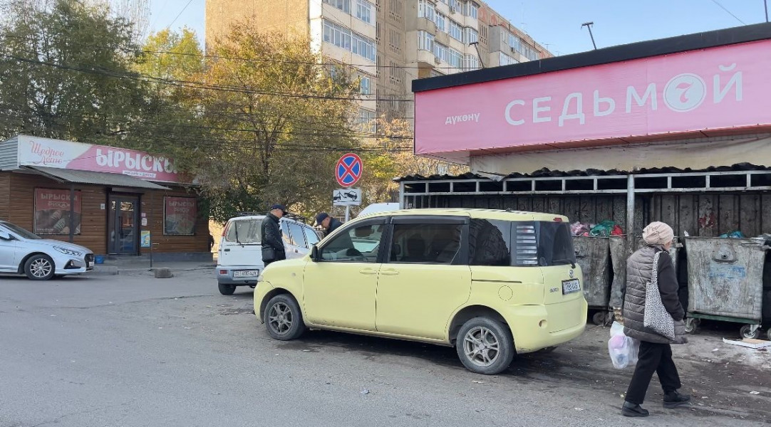В Бишкеке оштрафовали водителя за парковку возле мусорных контейнеров