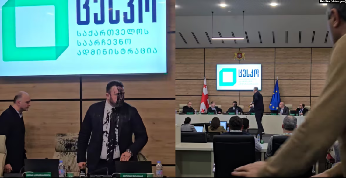 Председателя ЦИК Грузии оппозиционер облил черной краской