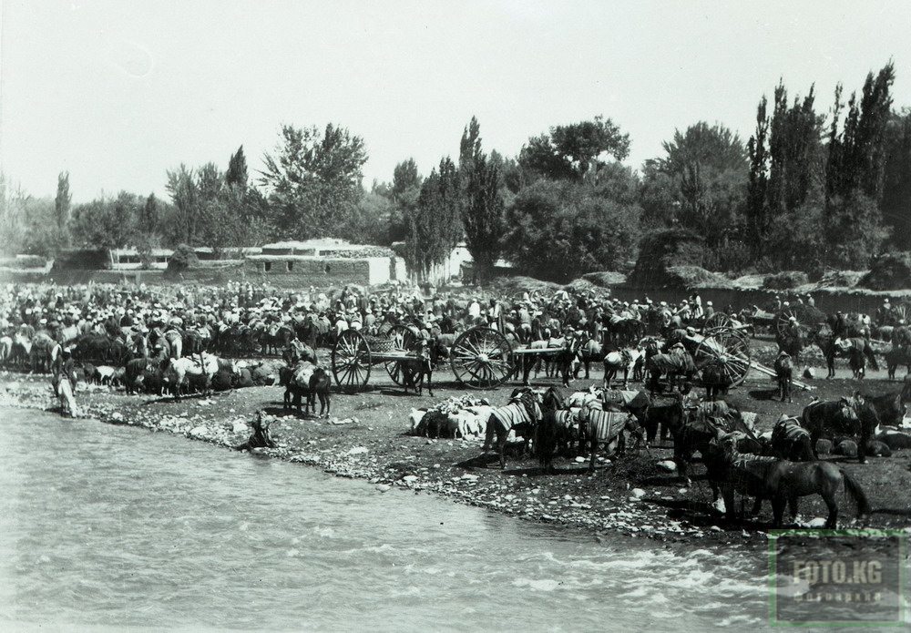 Cкотный базар в городе Ош. Фото 1899 года.