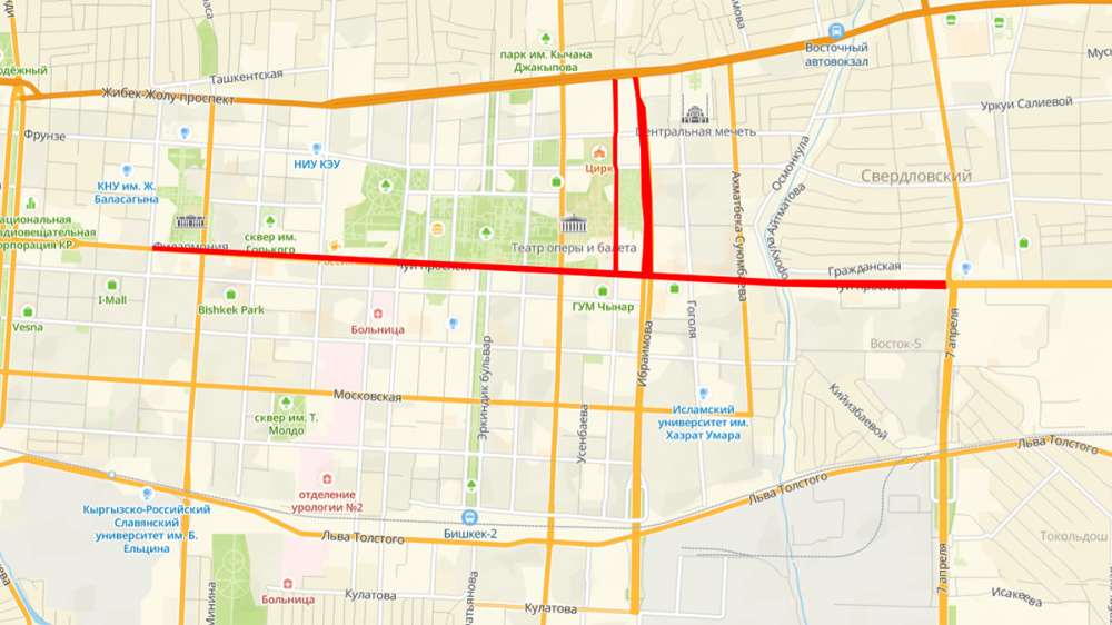 Схема перекрытия улиц 8 и 9 мая