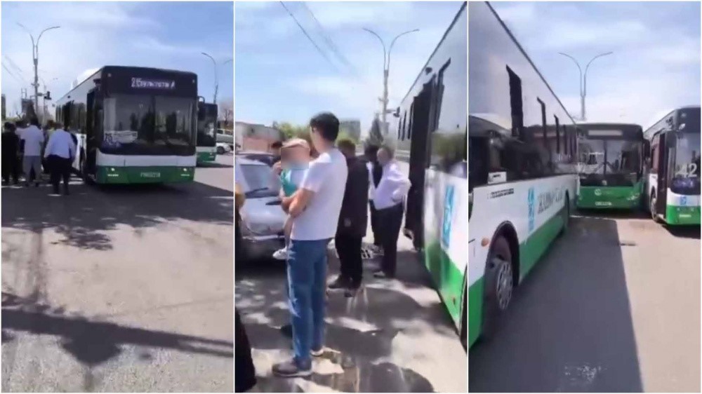 В Бишкеке произошло ДТП с участием трех пассажирских автобусов