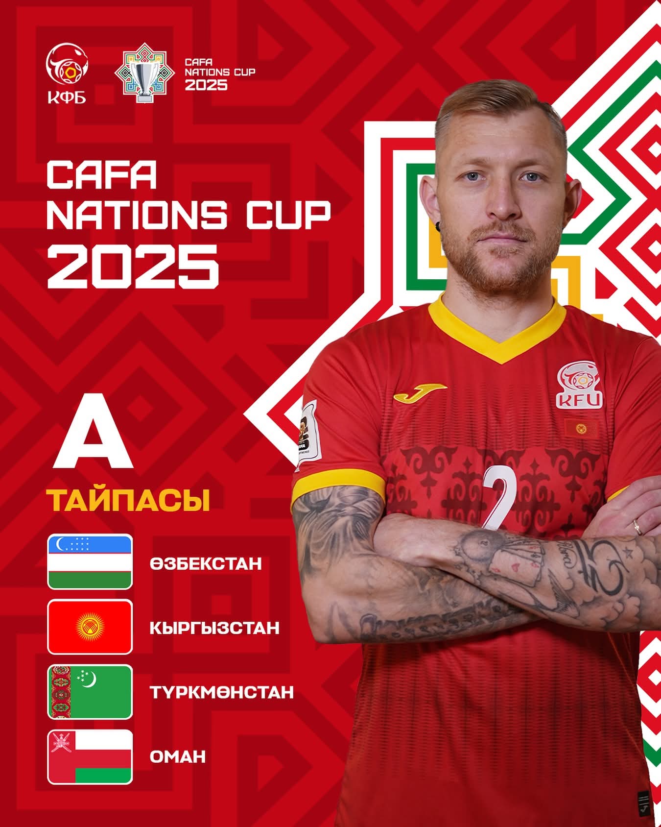 Определились соперники сборной Кыргызстана по групповому этапу CAFA Nations Cup-2025