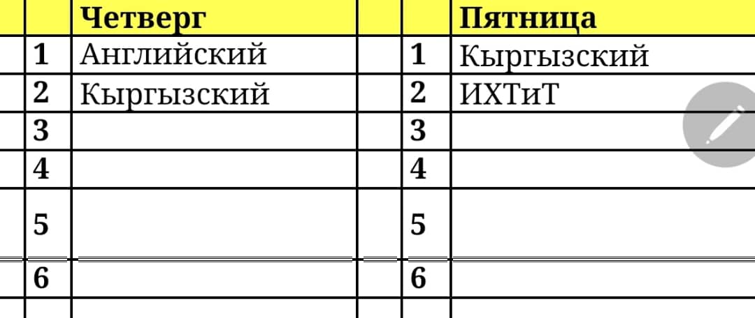 Расписание 5-х классов