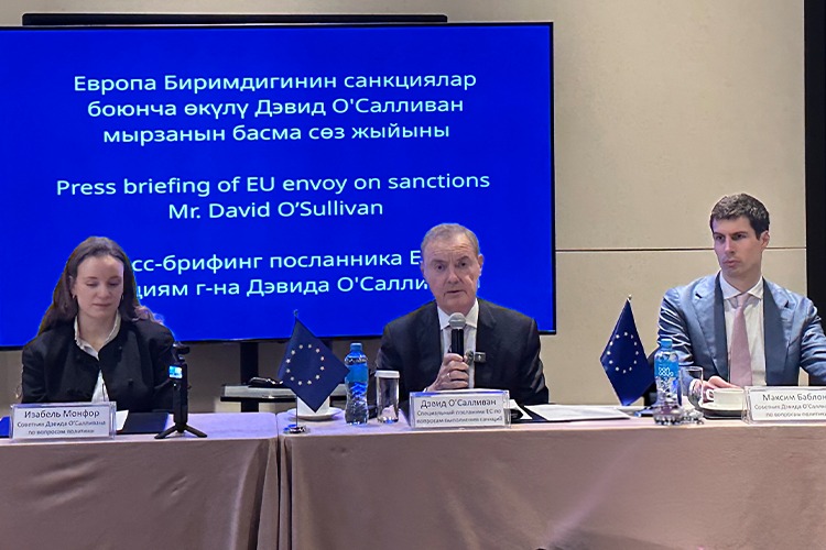 Спецпосланник ЕС по санкциям Дэвид О’Салливан — в центре