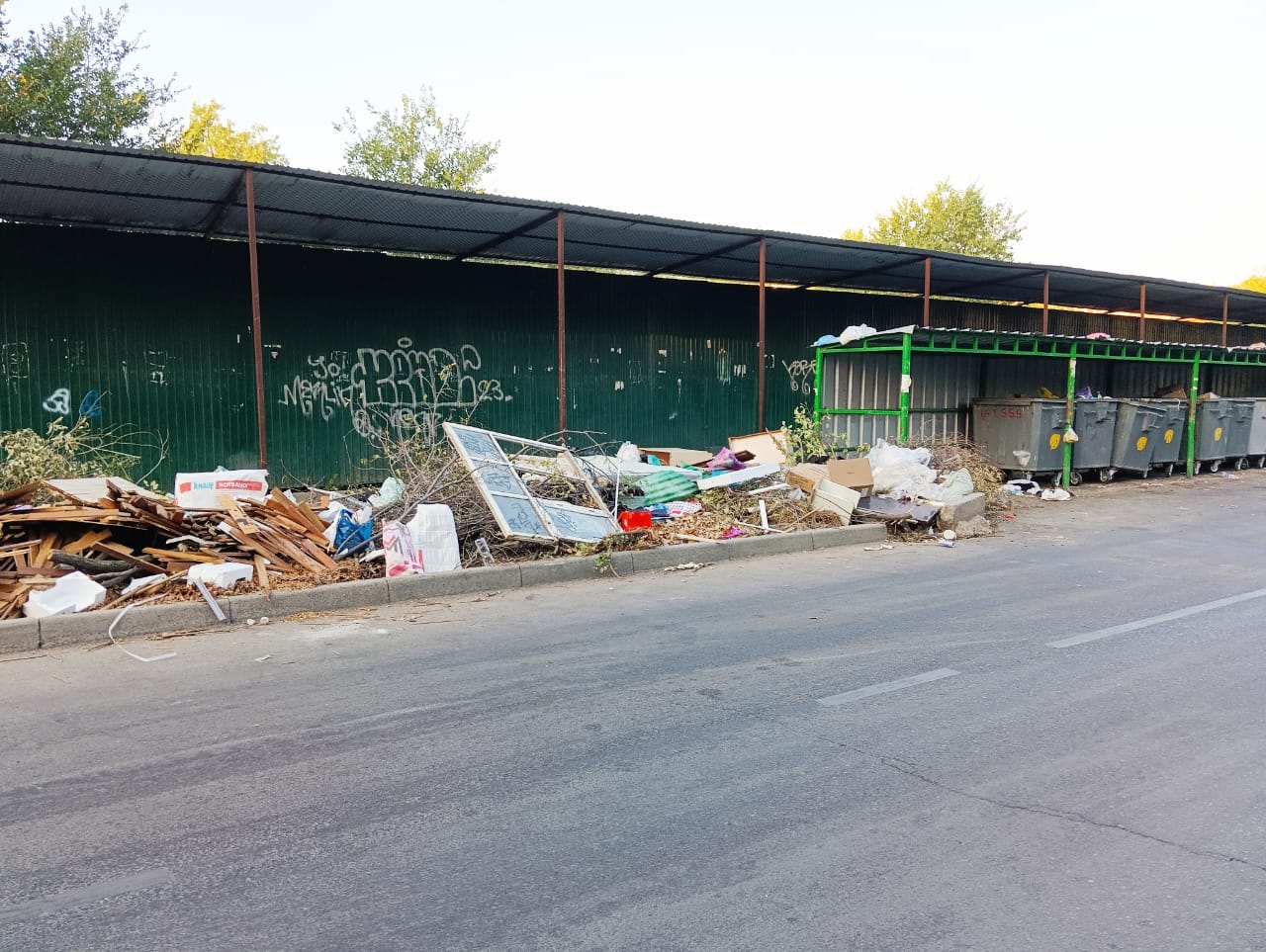 Мусорные баки на улице Миррахимова в пятом микрорайоне