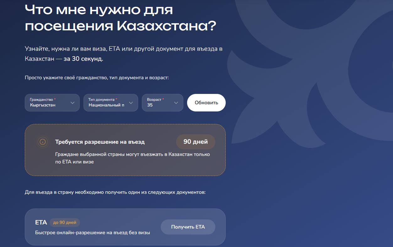 На сайте указывается, что кыргызстанцам необходимо разрешение для пересечения границы
