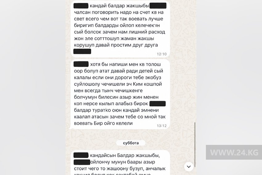 Переписка пострадавшей с мужем после инцидента