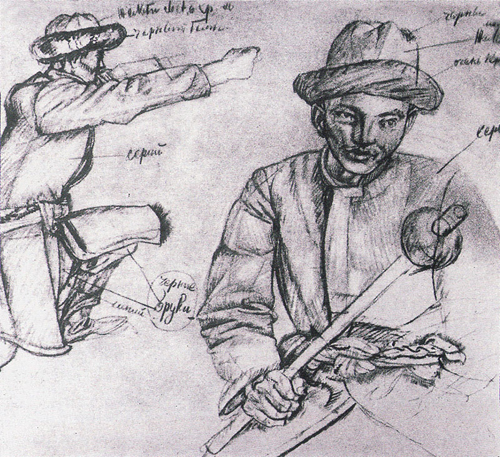 Рисунки и эскизы к фрескам для Дома правительства во Фрунзе, 1936